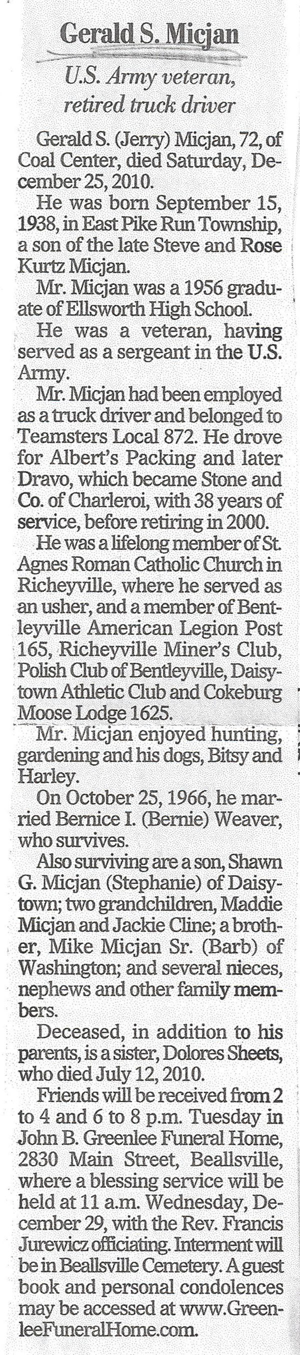 Gerald Micjan obit